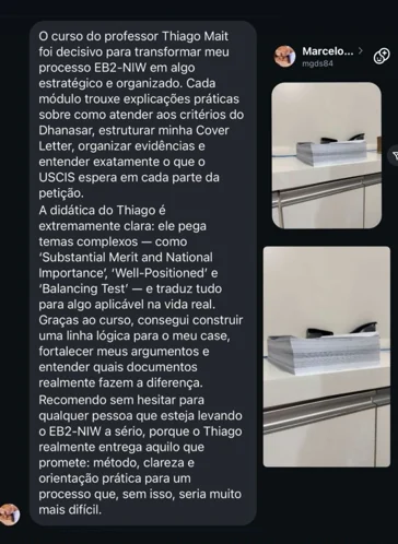 Registro 7 da área de depoimentos do site Thiago Mait