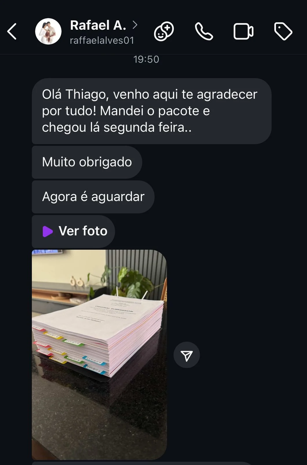 Registro 8 da área de depoimentos do site Thiago Mait
