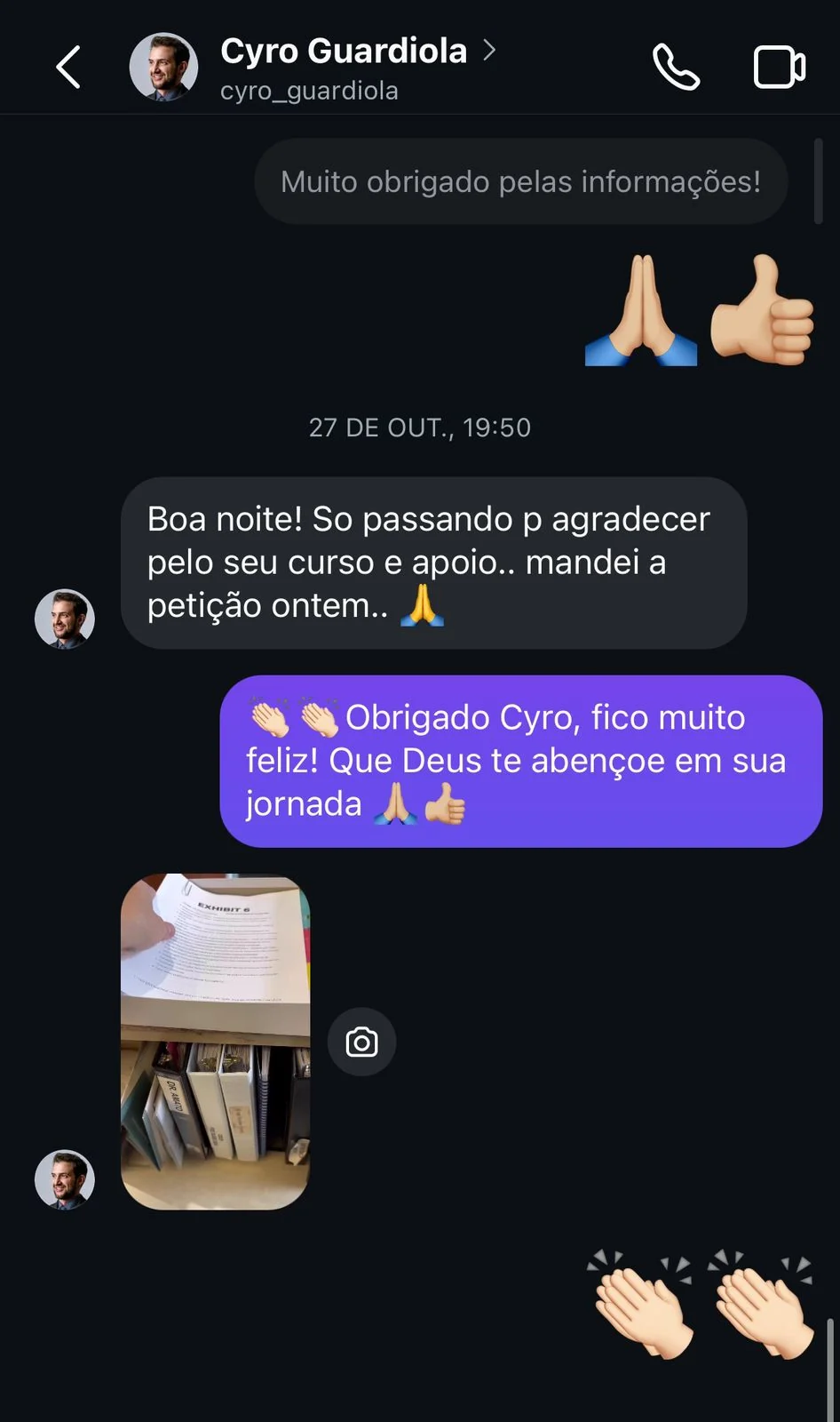Registro 9 da área de depoimentos do site Thiago Mait