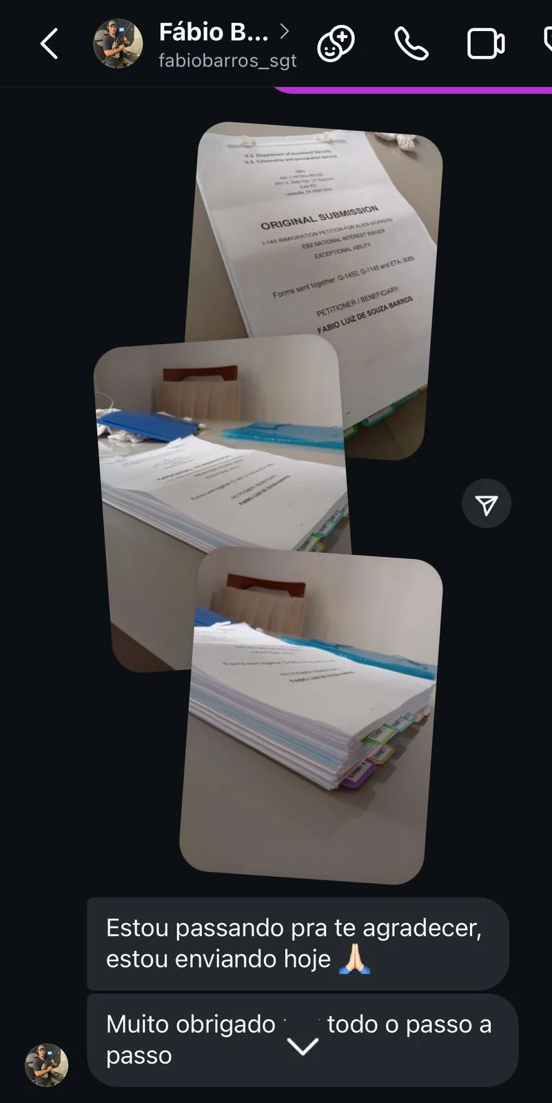 Registro 11 da área de depoimentos do site Thiago Mait