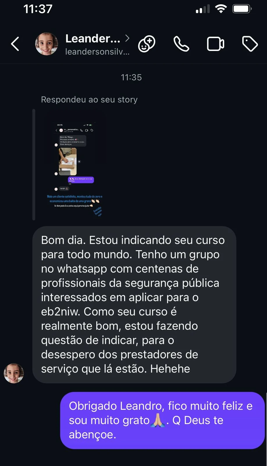 Registro 14 da área de depoimentos do site Thiago Mait