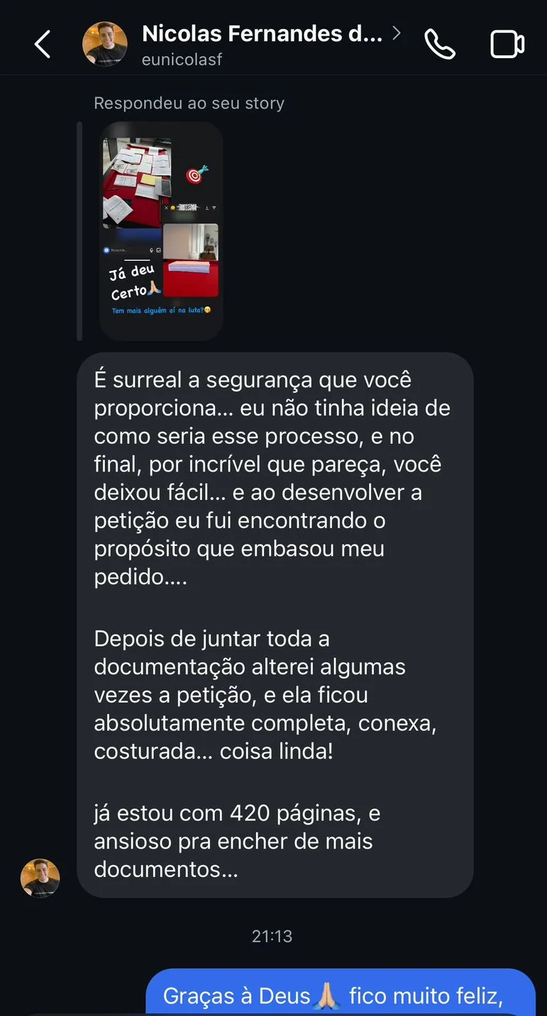 Registro 19 da área de depoimentos do site Thiago Mait