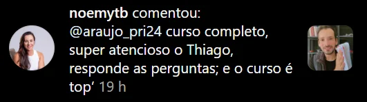 Registro 27 da área de depoimentos do site Thiago Mait